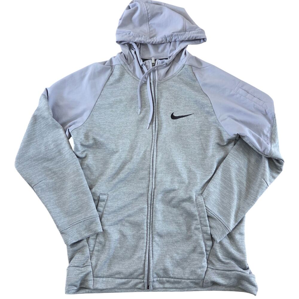 NIKE DRI-FIT SPOTLIGHT full zip high-neck hoodie size large gray lightweight